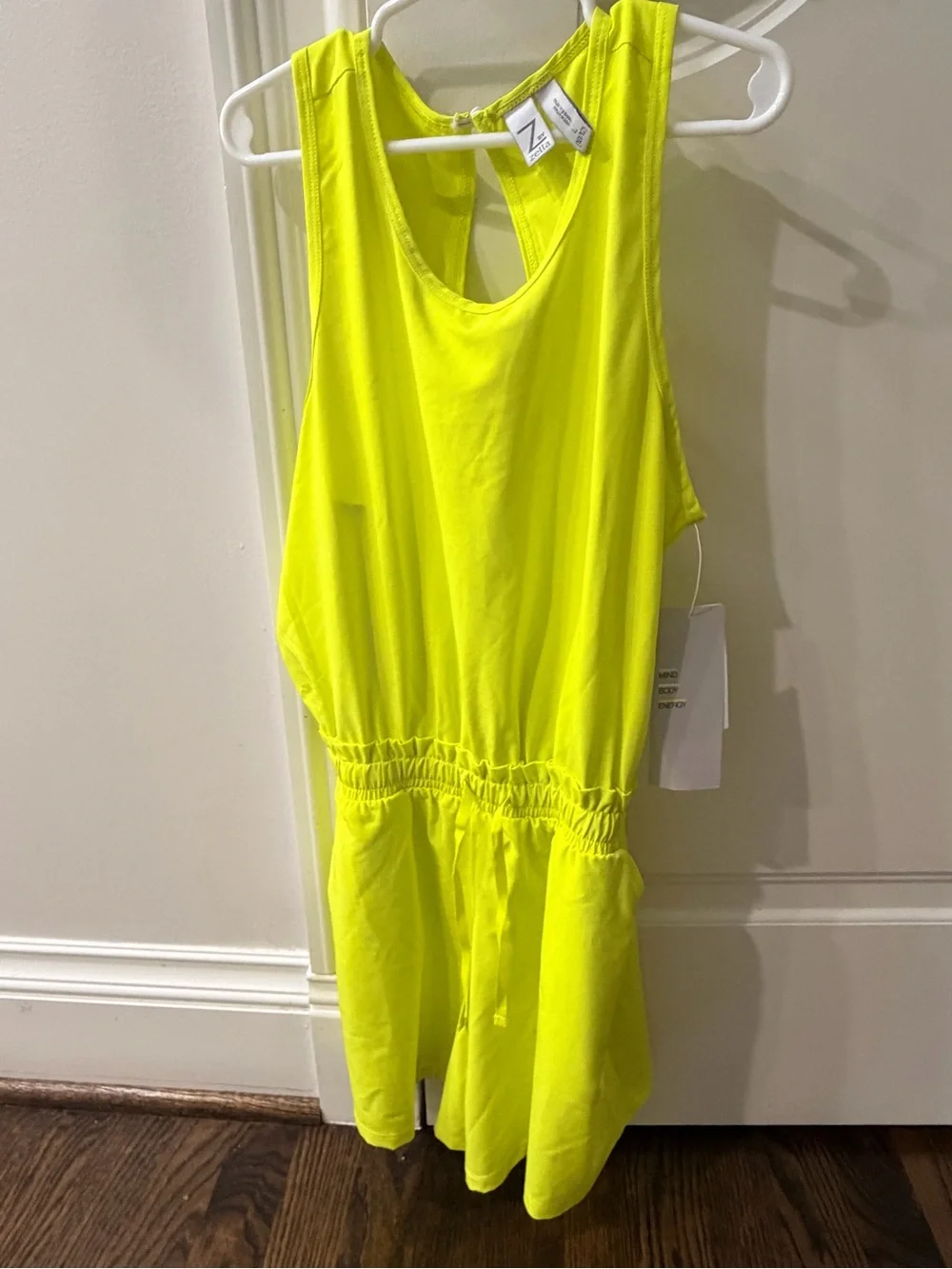 Zella Girl Neon Yellow Sleeveless Drawstring Romper